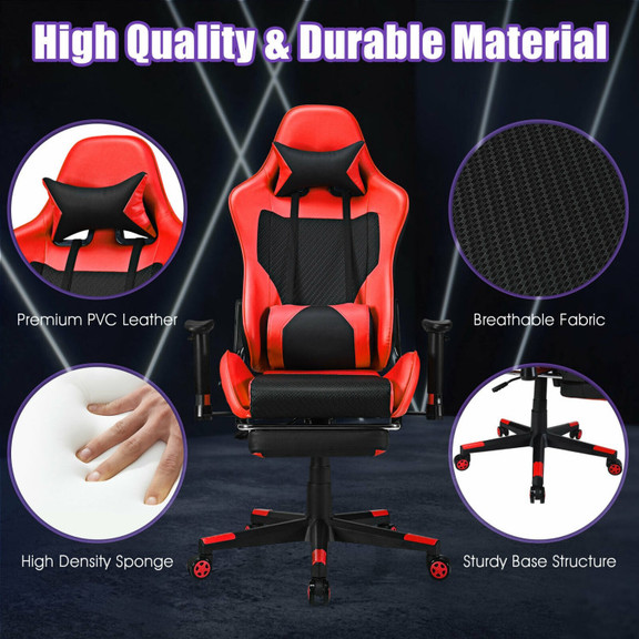 Costway 74285631 PU Leather Gaming Chair with USB ...