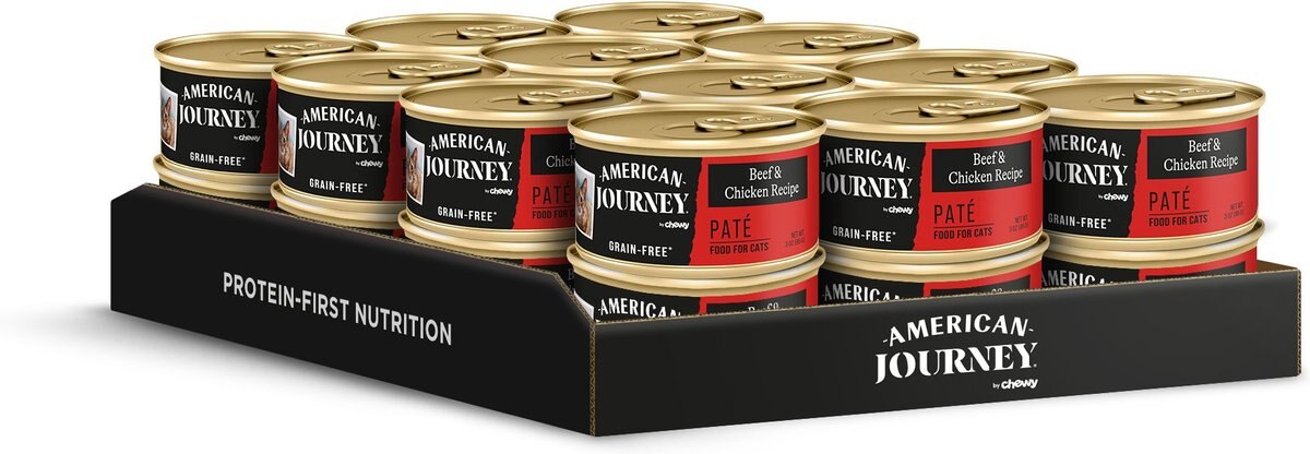 American Journey Pate Beef and Chicken Recipe Grain-Free Canned Cat Food， 3-oz can， 24 count