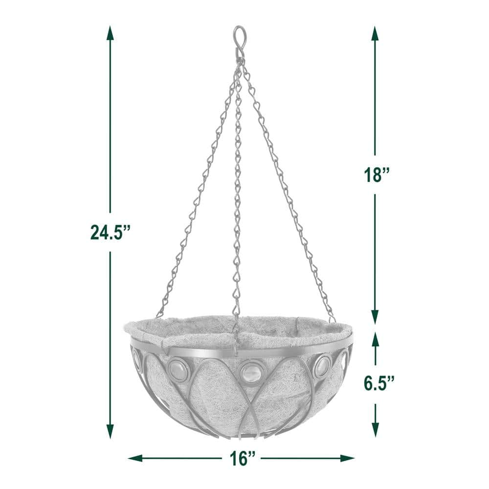 Arcadia Garden Products Emerald 16 in. Black Metal Coconut Hanging Basket CB02