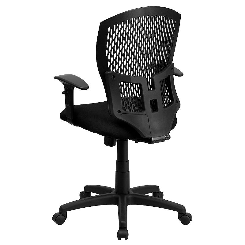 Emma and Oliver Mid-Back Designer Back Swivel Task Office Chair with Fabric Seat and Arms