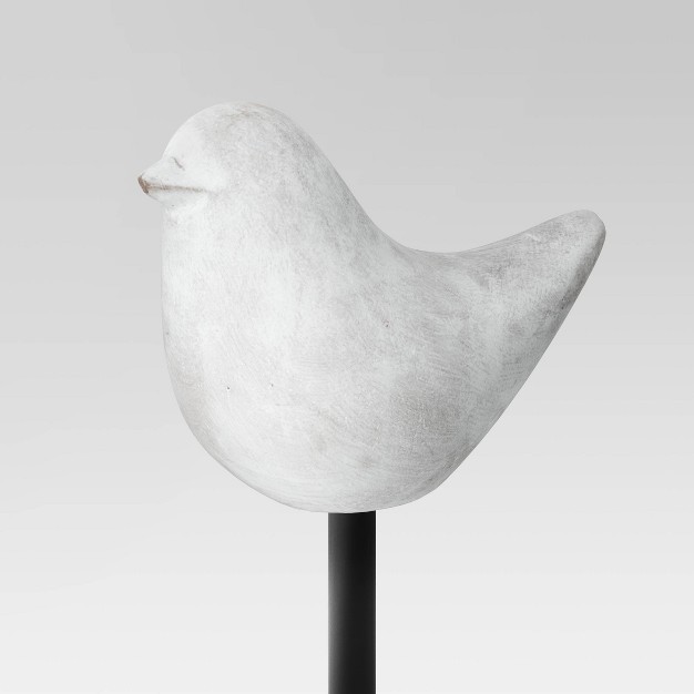 3pc Cement Bird Stake Outdoor Figurine Set White