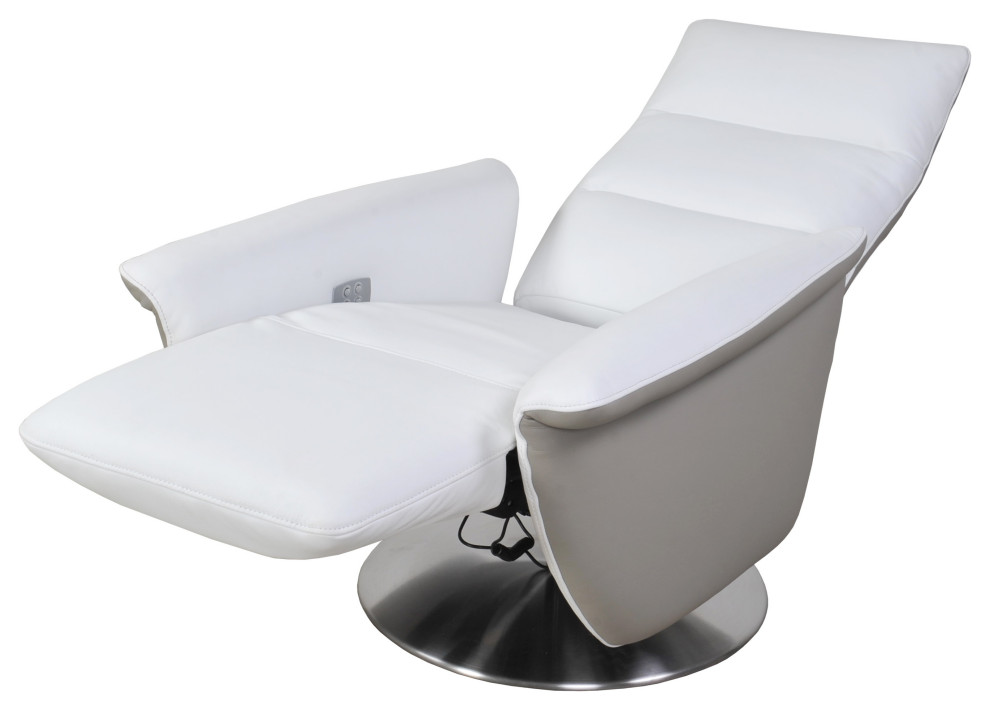 Oslo Dual Full Leather Motion Recliner in White   Contemporary   Recliner Chairs   by Moroni  Houzz