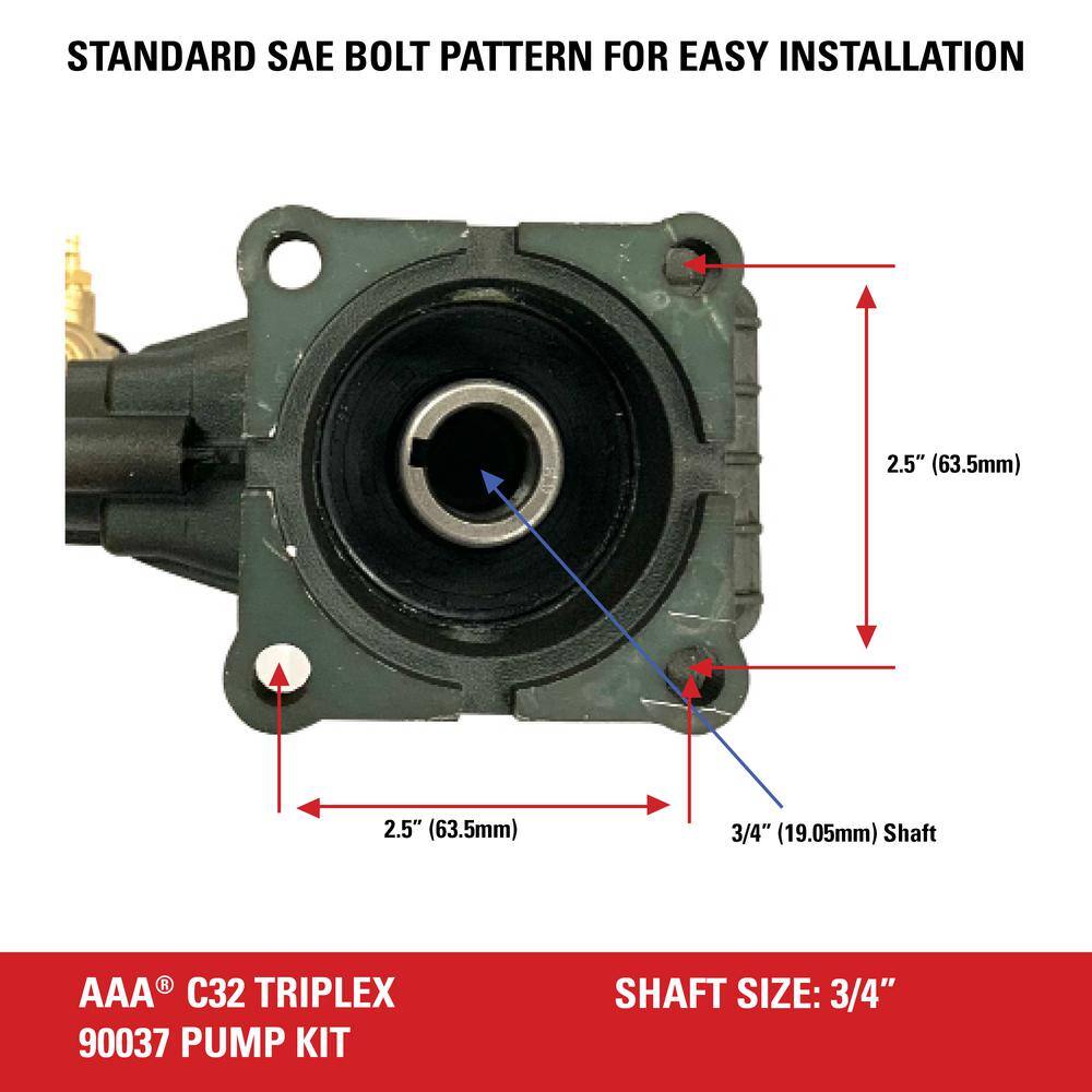 SIMPSON AAA Professional Horizontal Triplex Pump Kit 90037 for 3700 PSI at 2.5 GPM Pressure Washers 90037