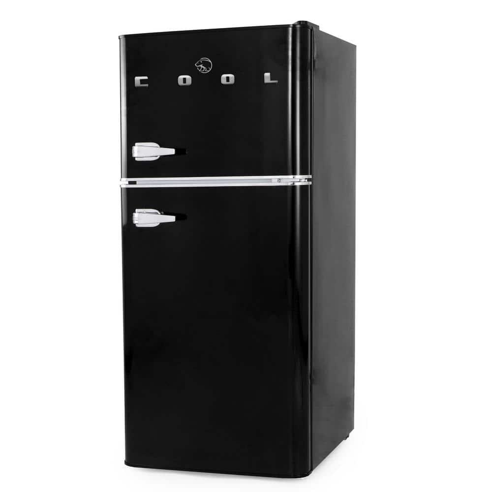 Commercial Cool 45 cu ft Retro Mini Fridge in Black with True Freezer Compartment