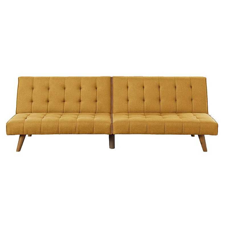 Fabric Adjustable Sofa with Tufted Details and Splayed Legs， Yellow