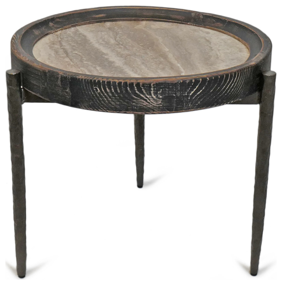 Alpine Marble  ampElm Side Table   Industrial   Side Tables And End Tables   by Design Mix Furniture  Houzz