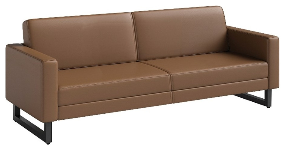 Safco Contemporary Lounge Sofa Brown Vinyl with Metal Resi Feet   Contemporary   Sofas   by Homesquare  Houzz