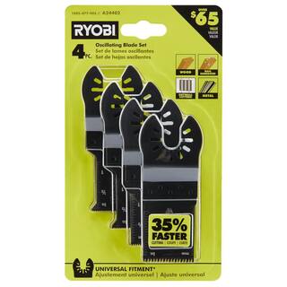 RYOBI 4-Piece Wood and Metal Oscillating Multi-Tool Blade Set A24402