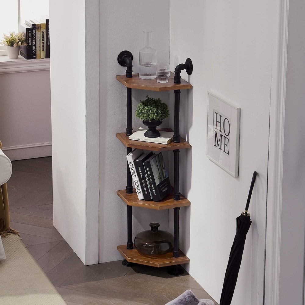 MCombo Industrial Wall Mount Pipe Shelves  Solid Wood
