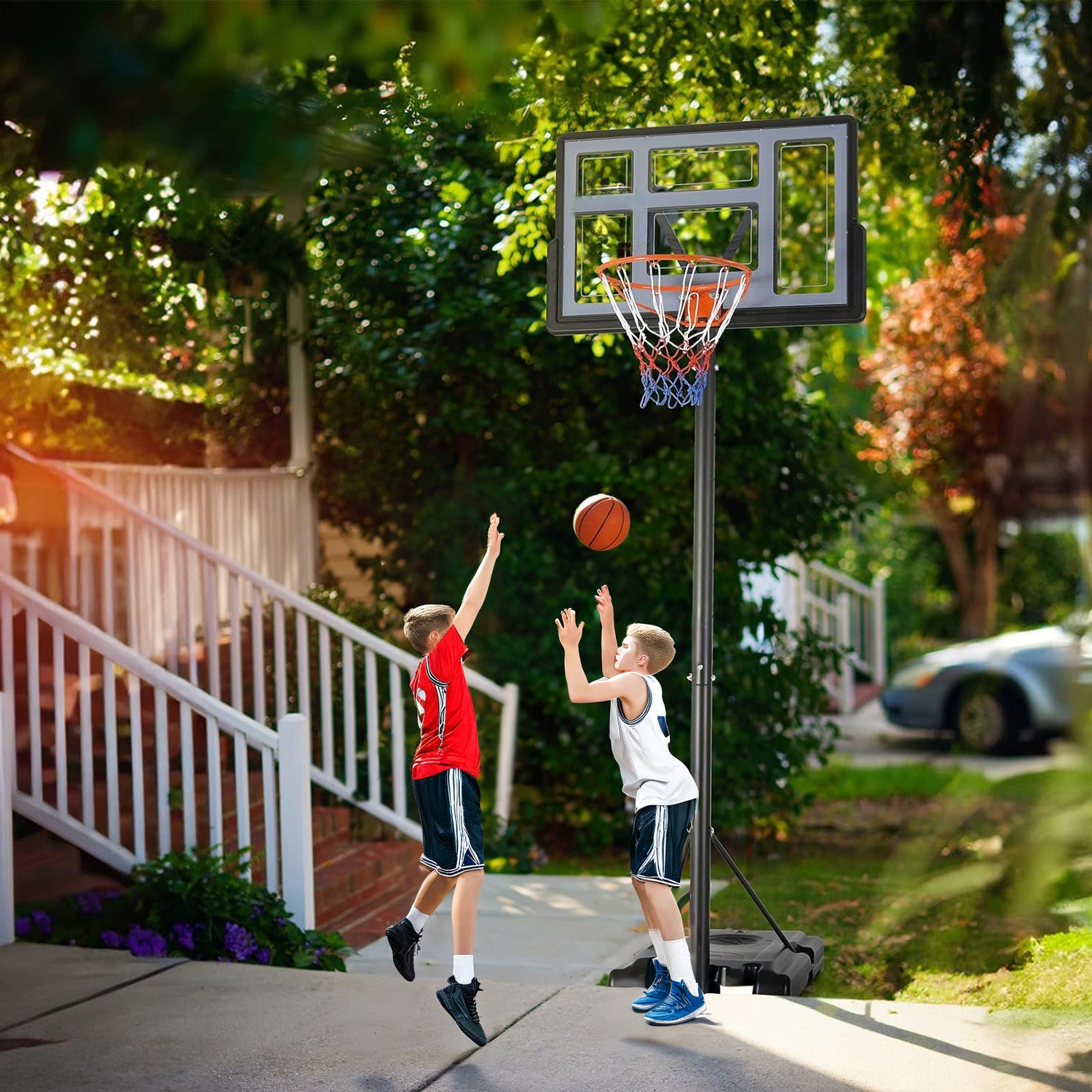 Outdoor Portable Basketball Hoop Adjustable Height Basketball Stand With 44