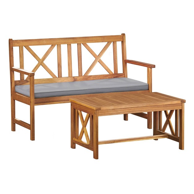 Manchester 2pc Acacia Wood Outdoor Set Natural Alaterre Furniture