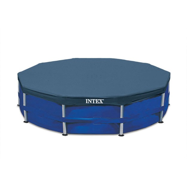 Intex 10 Foot Round Easy Set Outdoor Backyard Swimming Pool Cover Blue