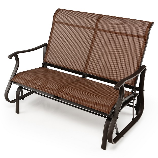 Costway 2 person Patio Swing Glider Bench Loveseat Rocking Chair High Back Deck