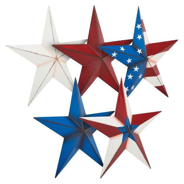 5 Pack Patriotic Texas Star Rustic Metal Outdoor Wall Home Decor For Patio Porch Garden 12 X 12 In