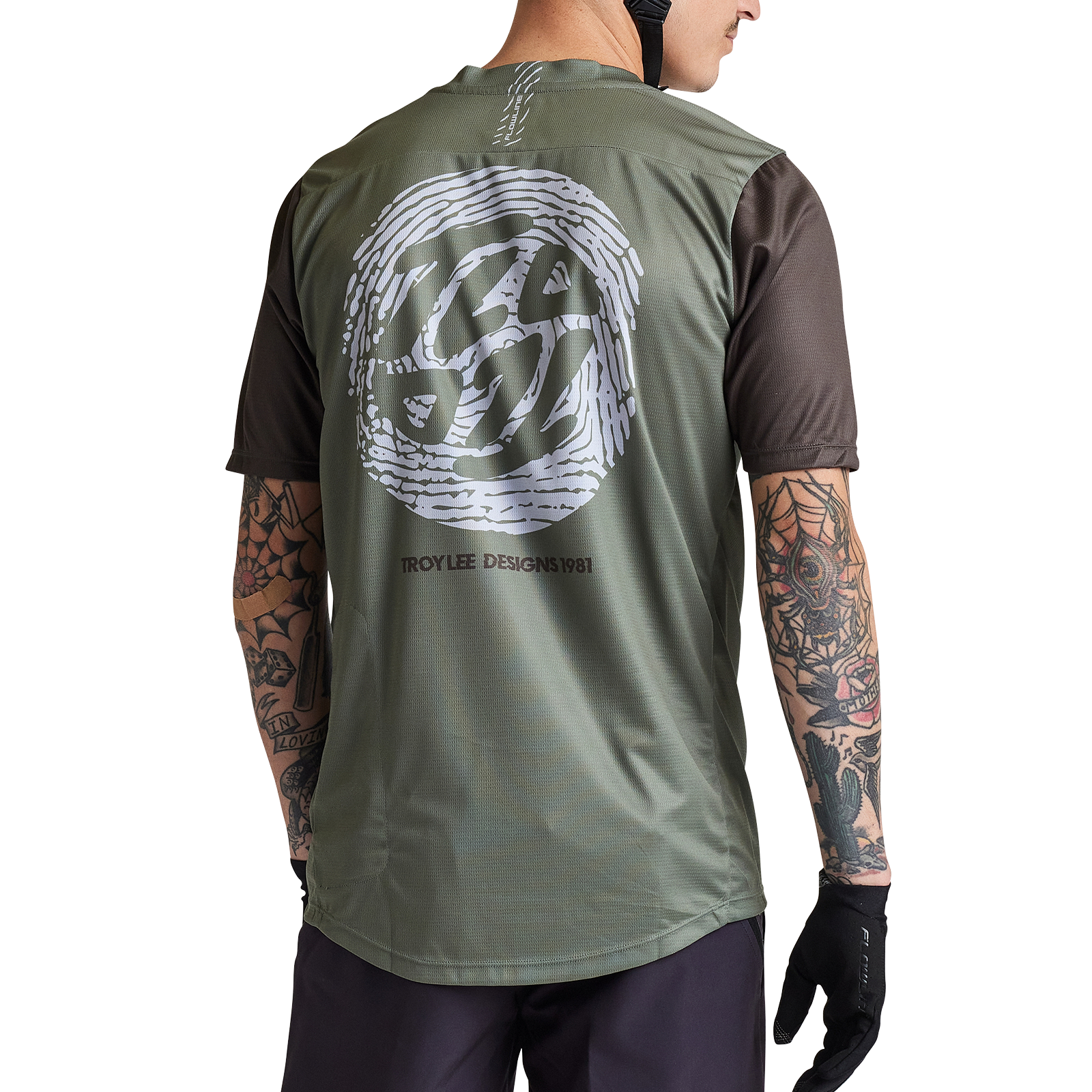Troy Lee Designs Flowline Short Sleeve MTB Jersey - Flipped - Olive
