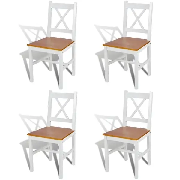 Dining Chairs 4 pcs White Pinewood