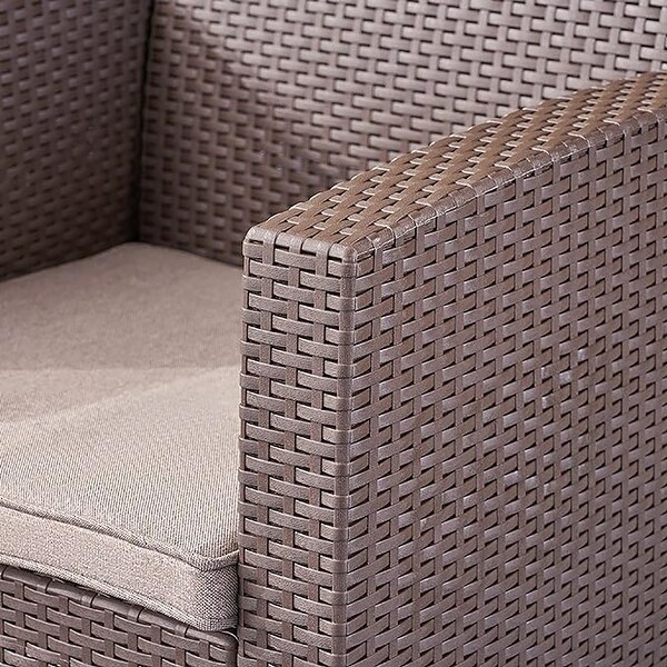 4Pcs Outdoor Faux Wicker Rattan Chat Set with Cushions and Table