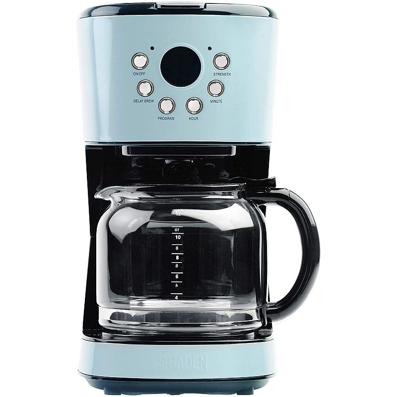 Haden Heritage 12 Cup Programmable Vintage Retro Home Coffee Maker Machine， Blue