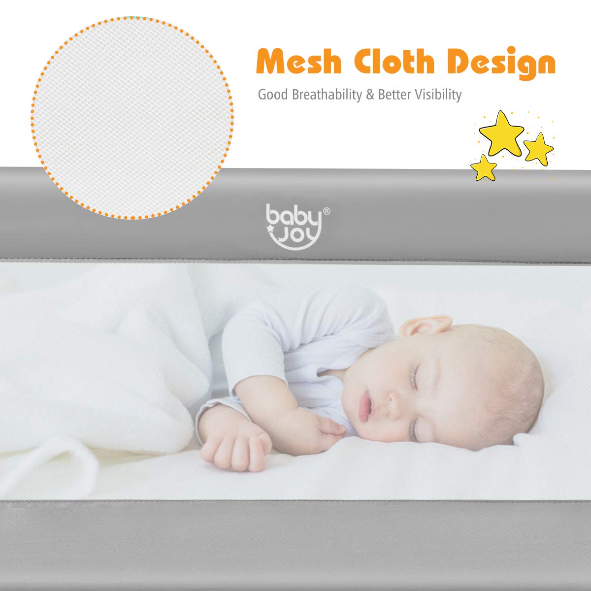 BABY JOY Double Sided Bed Rail Guard, 2 Pack, Extra Long, Swing Down for Convertible Crib