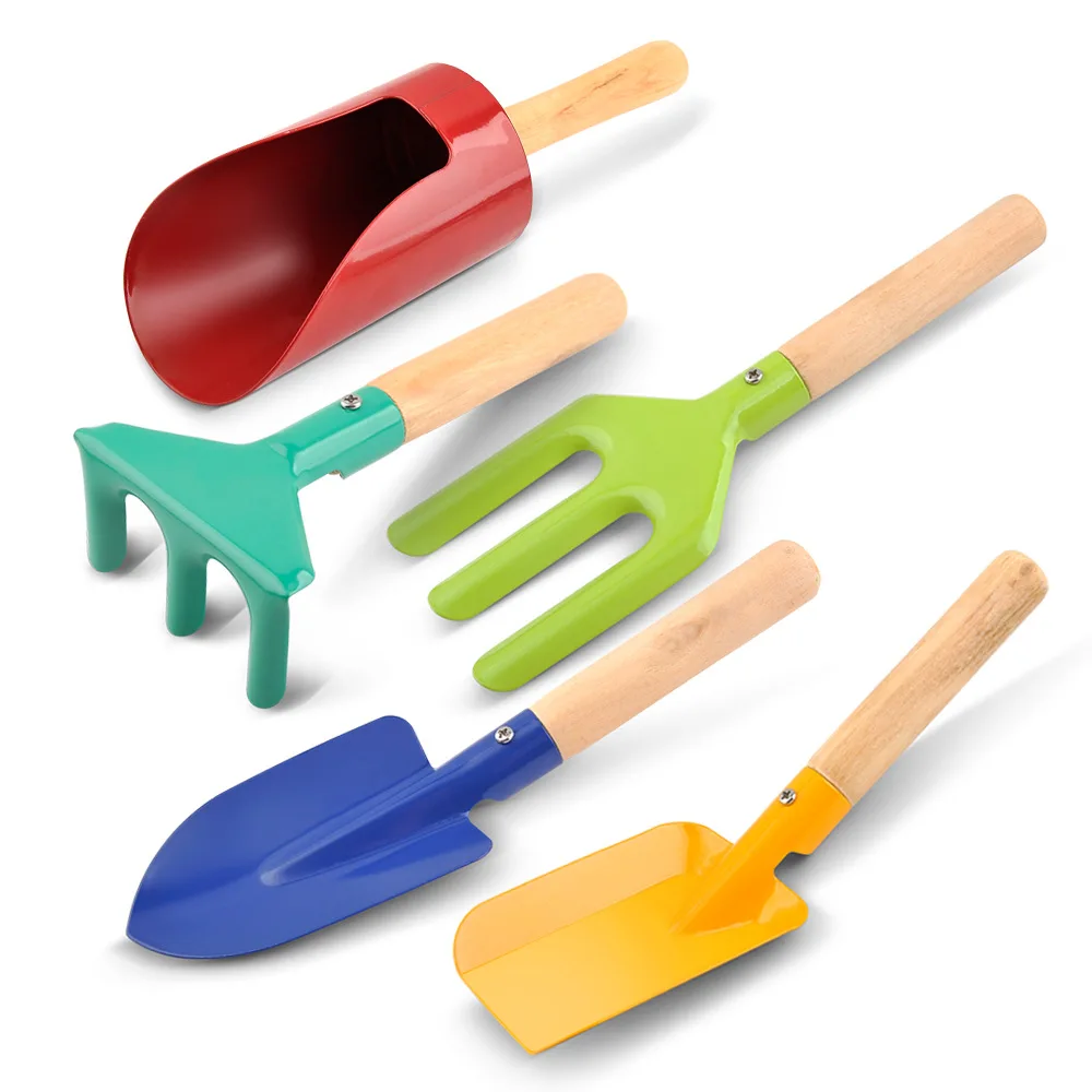 Child Mini Kids Metal Shovel Small Gardening Digging Wth Wood Grip Children Garden Tools Set