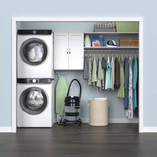 ClosetMaid Style+ 55.12 in. W - 121.12 in. W White Laundry Room Cabinet Kit with Top Shelves and Shaker Doors 10000-02188