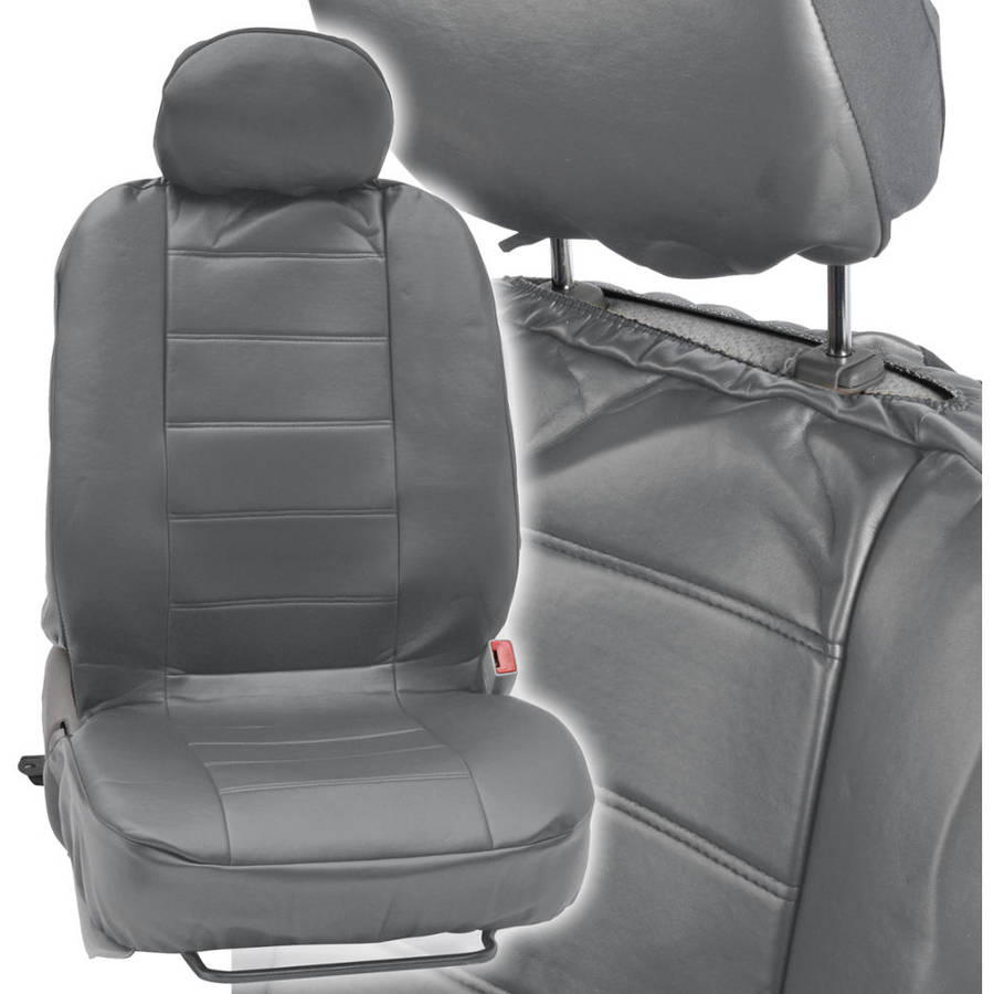 BDK PU Leather Seat Covers for SUV and Van 3 Rows Premium Leather Covers， Black Beige Gray