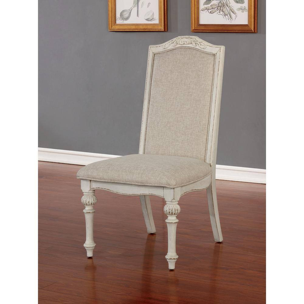 Furniture of America Willadeene Antique White Side Chairs (Set of 2) IDF-3150WH-SC