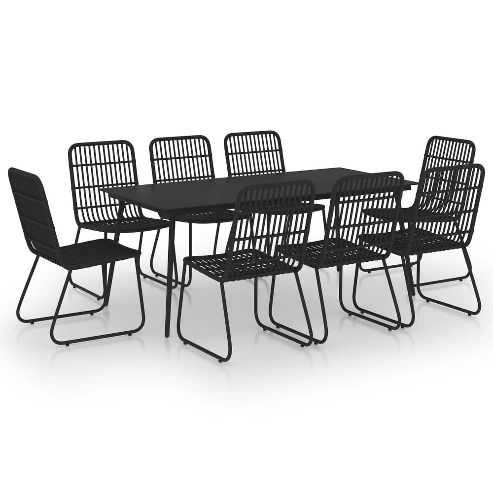 vidaXL 9 Piece Patio Dining Set Poly Rattan and Glass