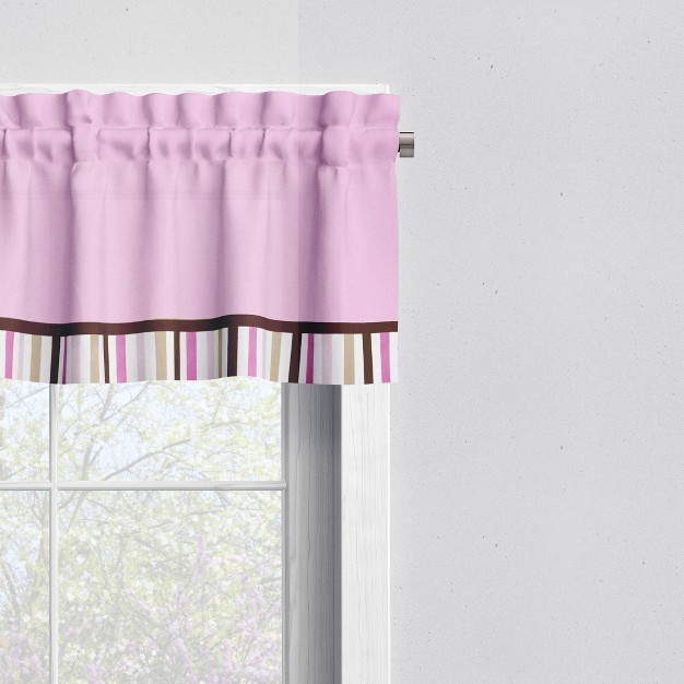 Bacati Solid With Stripes Pink choc Window Valance