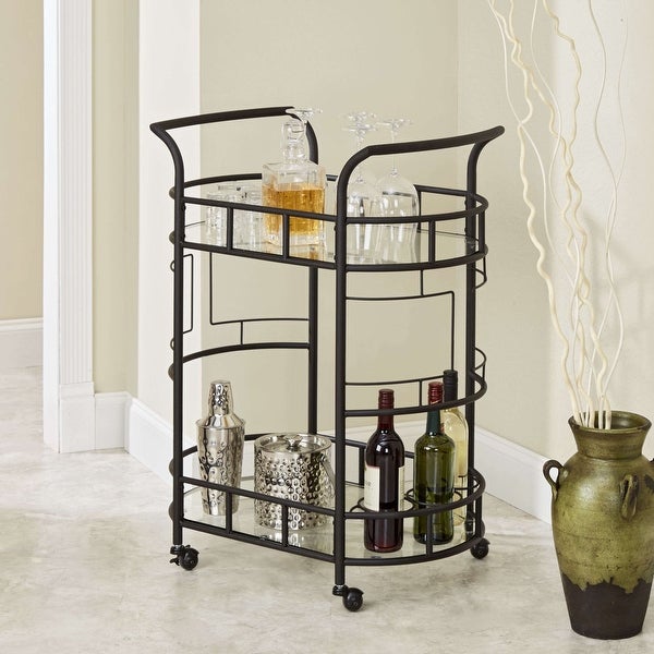 2 - Tier Bar Cart， Hammered Bronze