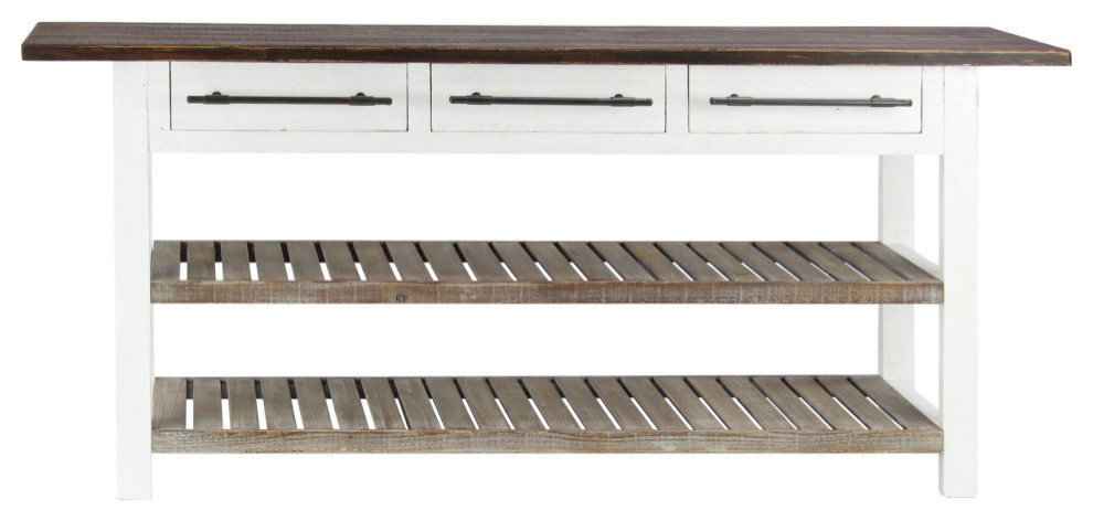 Farmhouse White Wood Console Table 46020   Farmhouse   Console Tables   by Brimfield  ampMay  Houzz