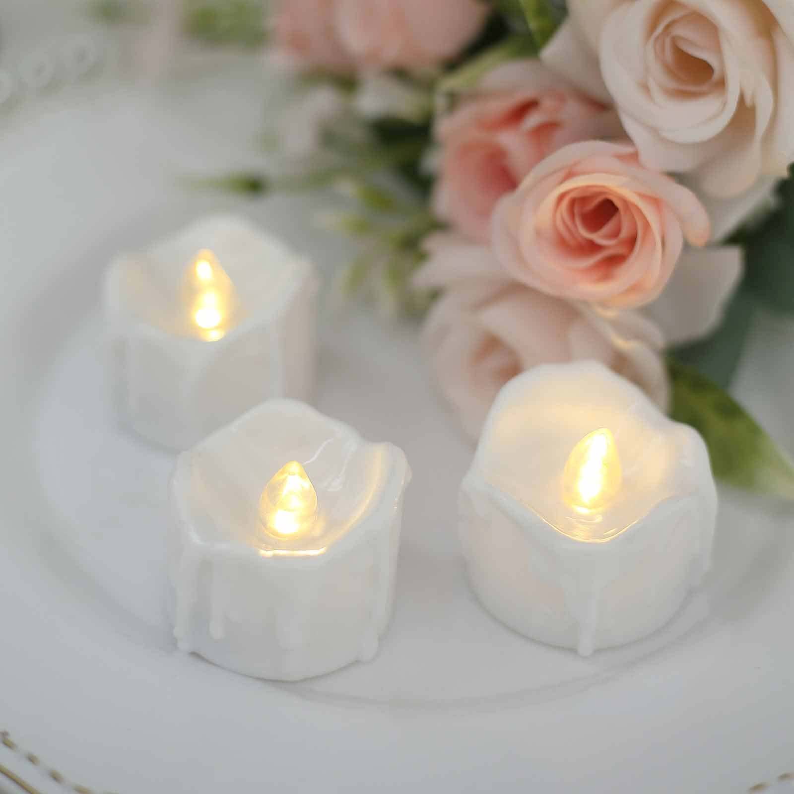 12 Pack Warm White Flameless LED Tealight Luminaria Candles, Realistic Wax Design Battery Operated Candles 1.5