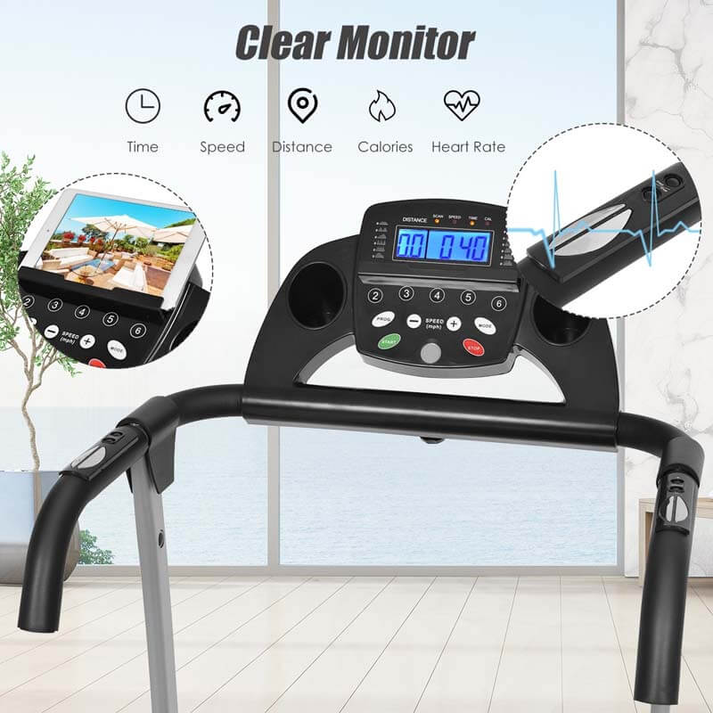 Electric Folding Treadmill, Fitness Compact Running Machine with 12 Preset Programs LCD Monitor