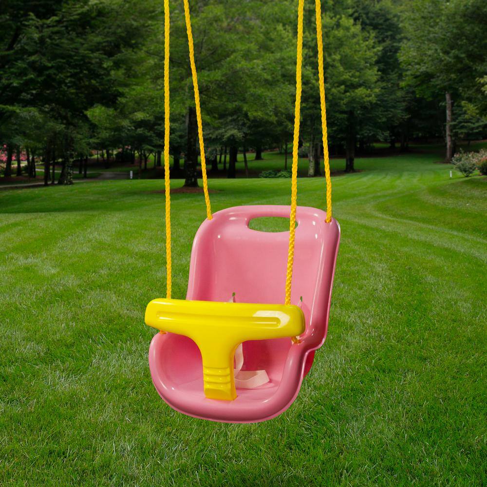 Swing-N-Slide Playsets Pink High Back Infant Swing with Ropes WS 4001-PK