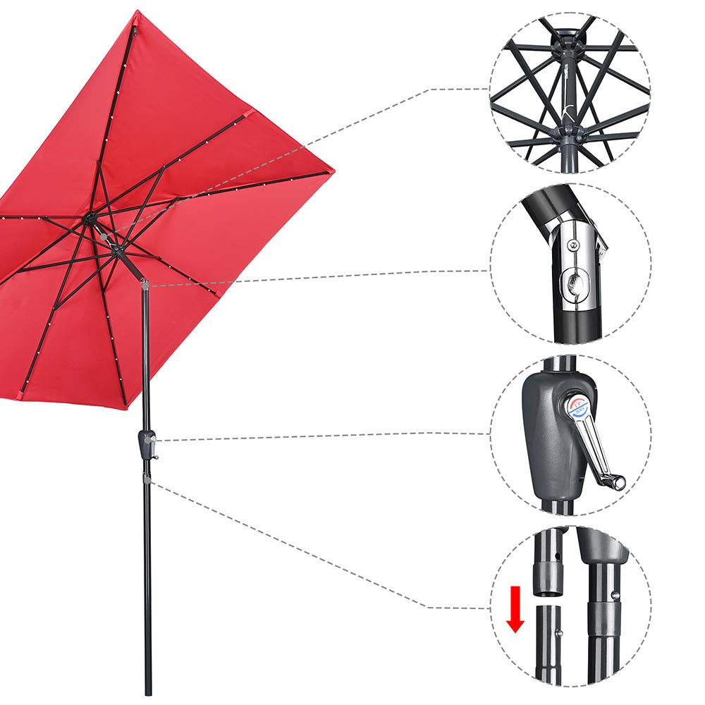 Yescom Prelit Patio Umbrella with Lights Square 9' 8-Rib