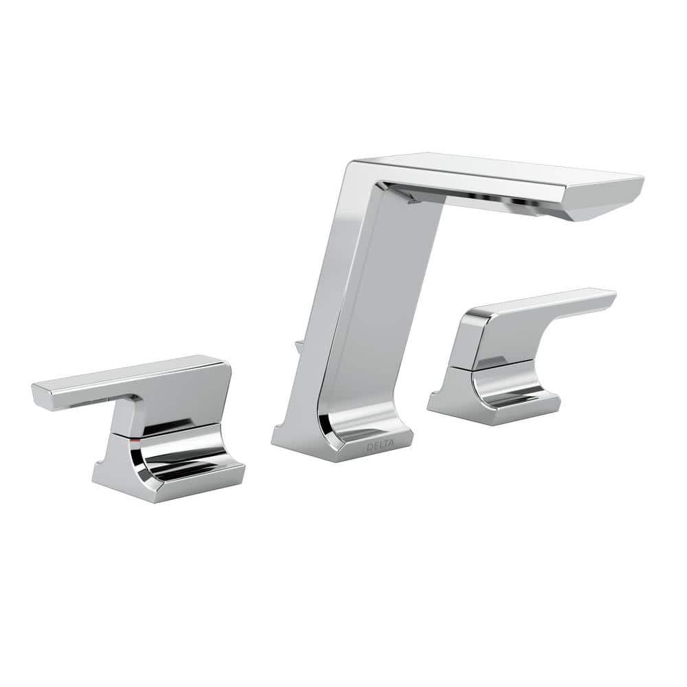 Delta Pivotal 8 in Widespread Double Handle Bathroom Faucet in Lumicoat Chrome