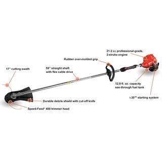 ECHO 21.2 cc Gas 2-Stroke Straight Shaft String Trimmer SRM-225