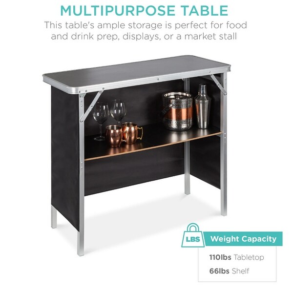 Portable PopUp Bar Table w/ Carrying Case，Removable Skirt