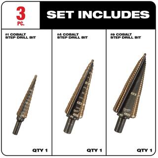 MW Cobalt Step Bit Kit (3-Piece) 48-89-9291