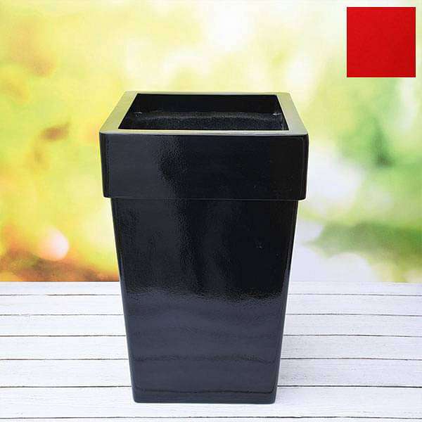 14 inch (36 cm) SQR-8 Square Fiberglass Planter with Broad Collar (Red)