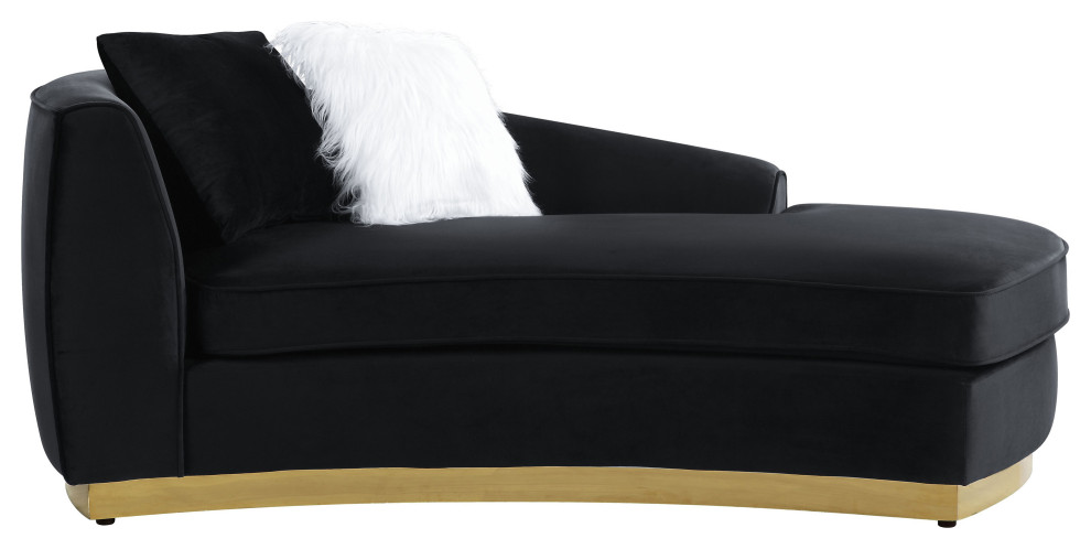 ACME Achelle Chaise With 2 Pillows  Black Velvet   Contemporary   Indoor Chaise Lounge Chairs   by Acme Furniture  Houzz