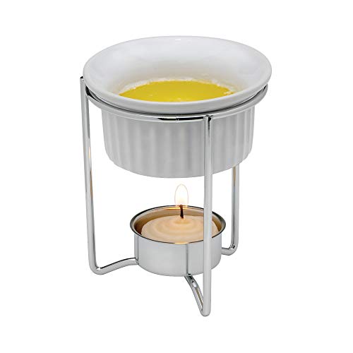 HIC Brands that Cook White Ceramic Butter Warmers with Tealight Stand， Set of 2