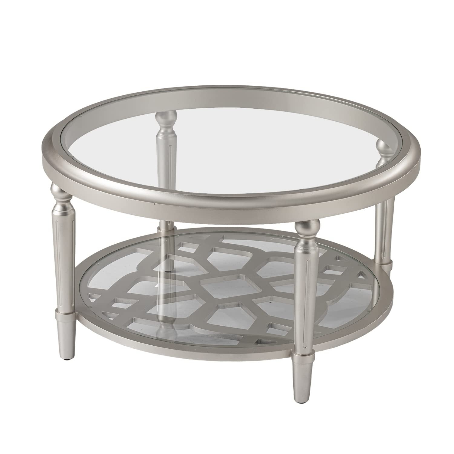 Modern Coffee Table with Tempered Glass Top， 32