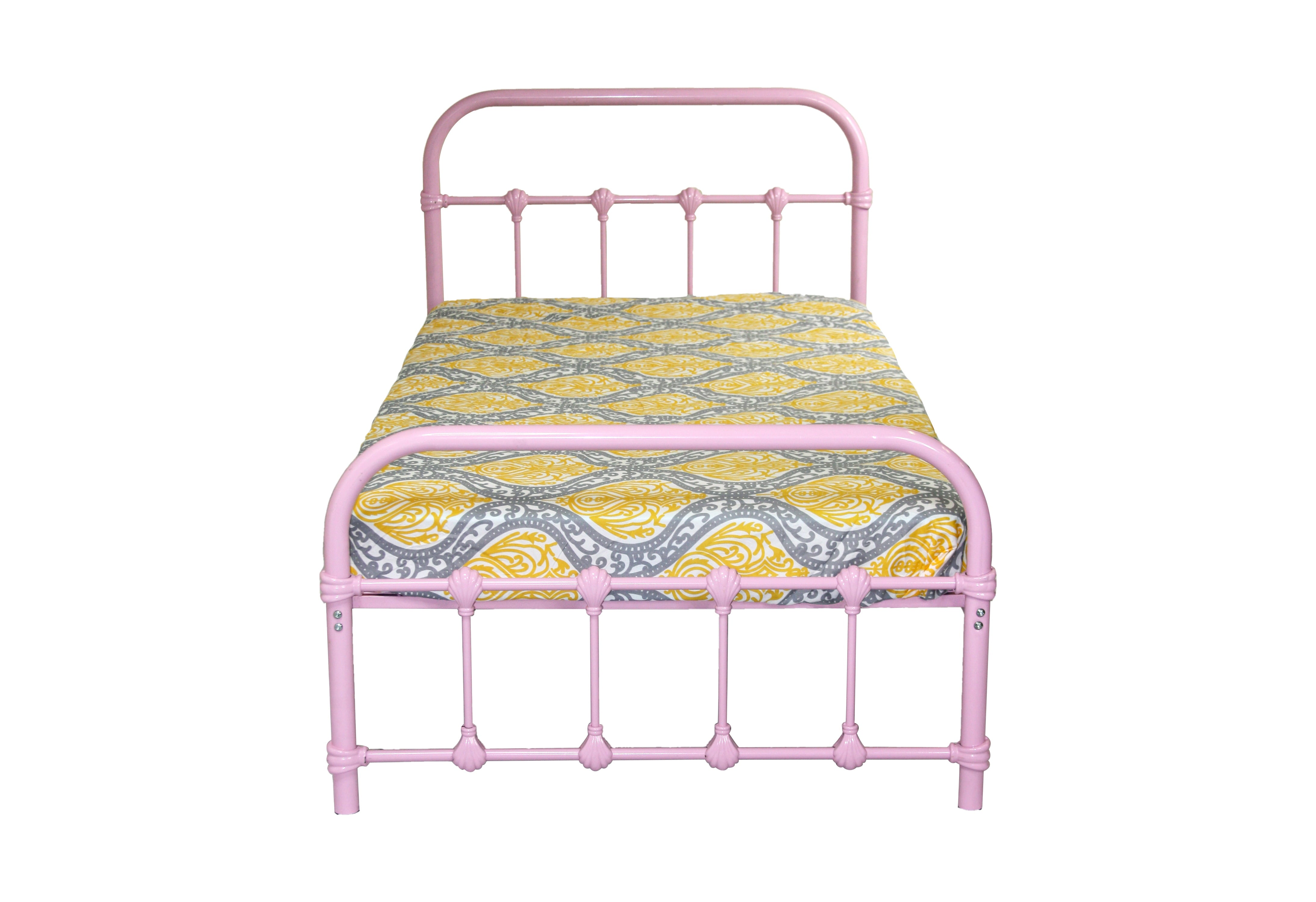 BK Furniture Melissa Metal Bed, Twin, Pink