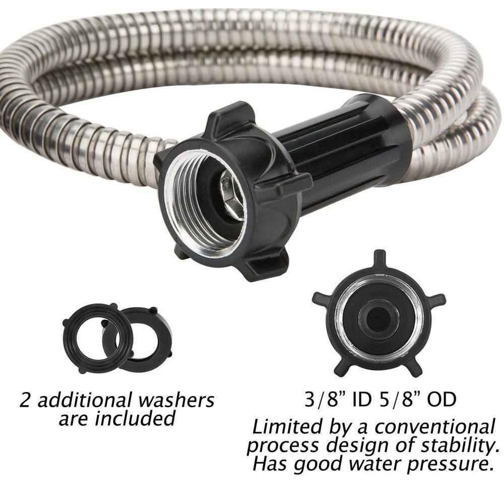 Dyiom 58 in. Dia. x 15 ft. Heavy Duty 304 Stainless Steel Water Garden Hose with Female to Male Connector B08DHSSWYX