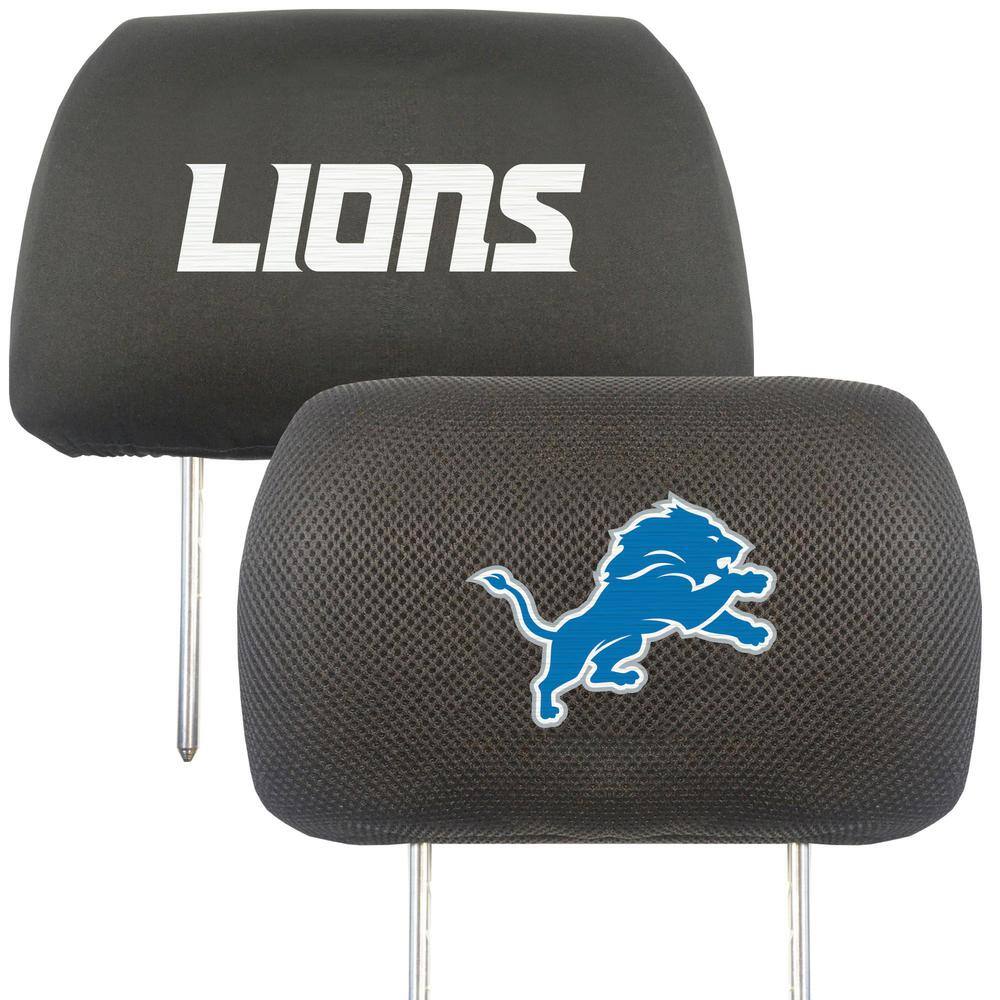 FANMATS NFL Detroit Lions Black Embroidered Head Rest Cover Set (2-Piece) 12499