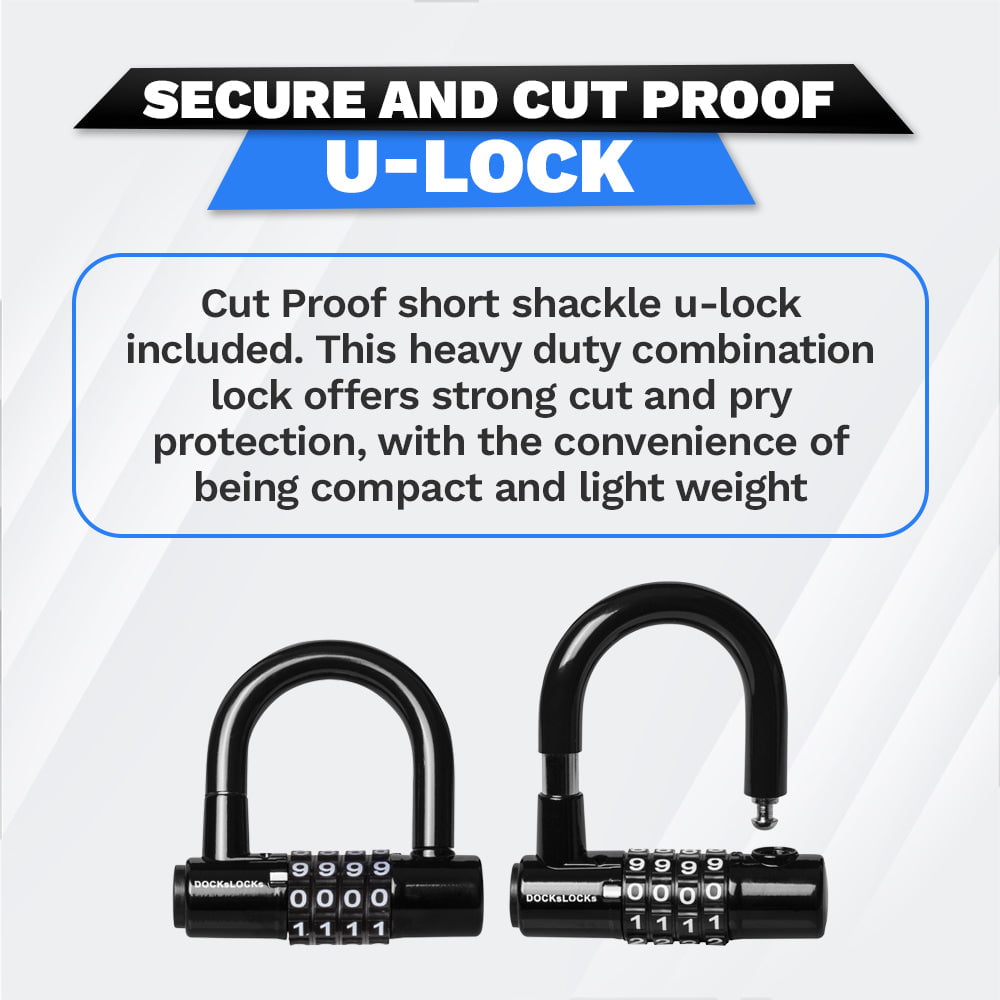 DocksLocks 5ft Coiled Security Cable with Looped Ends and U-Lock