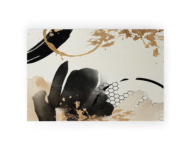 Sheila Wenzel ganny Black Ink Abstract Welcome Mat Deny Designs