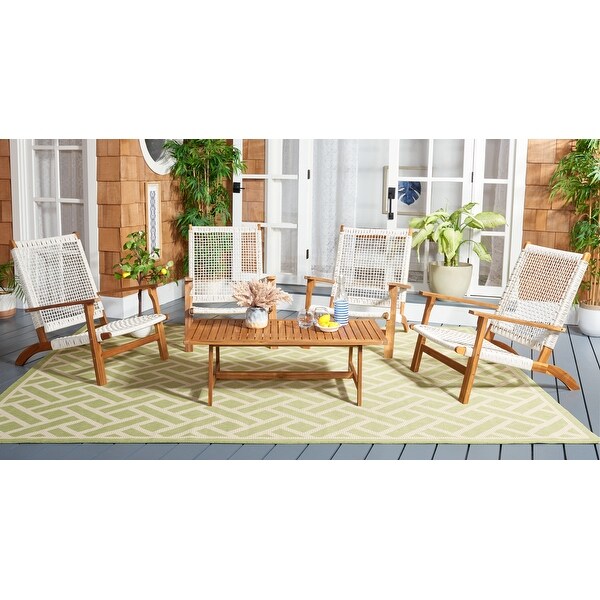 SAFAVIEH Outdoor Deven 5Piece Acacia Wood Coffee Set.