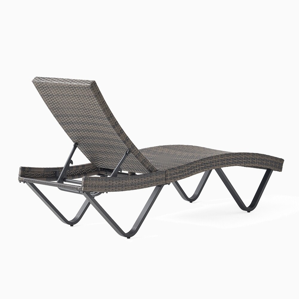 Grey Wicker Outdoor Adjustable Chaise Lounge  Set of 1